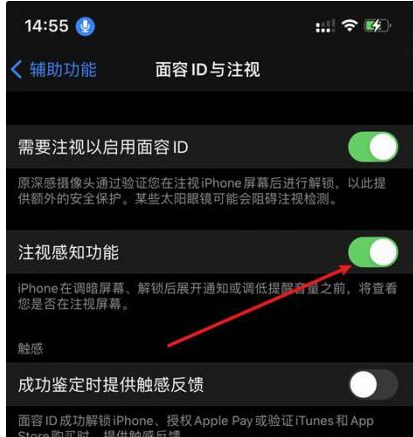 防城港苹果14维修网点分享iPhone14注视感知功能有什么用 