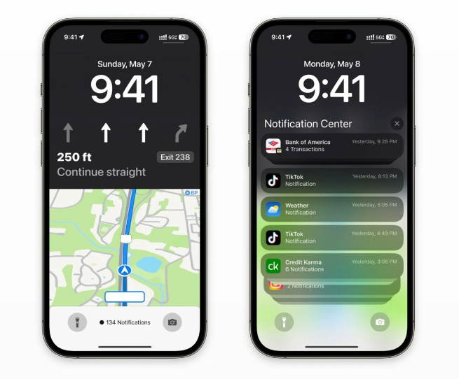 防城港苹果维修服务分享iOS17锁屏地图导航半屏显示长什么样 